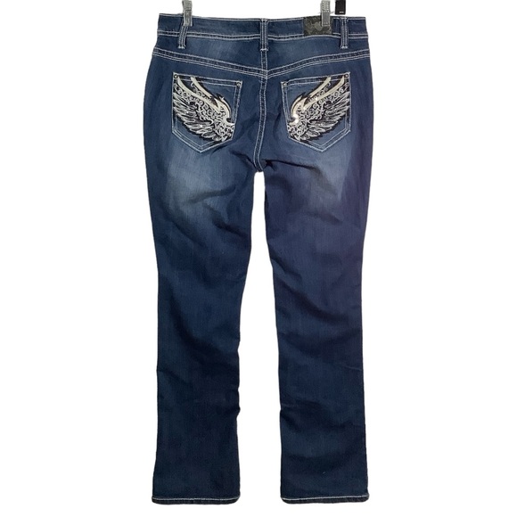 ZCO Jeans Angel Wings Embellished Rhinestones Boot Cuff Mid-Rise - Picture 5 of 12